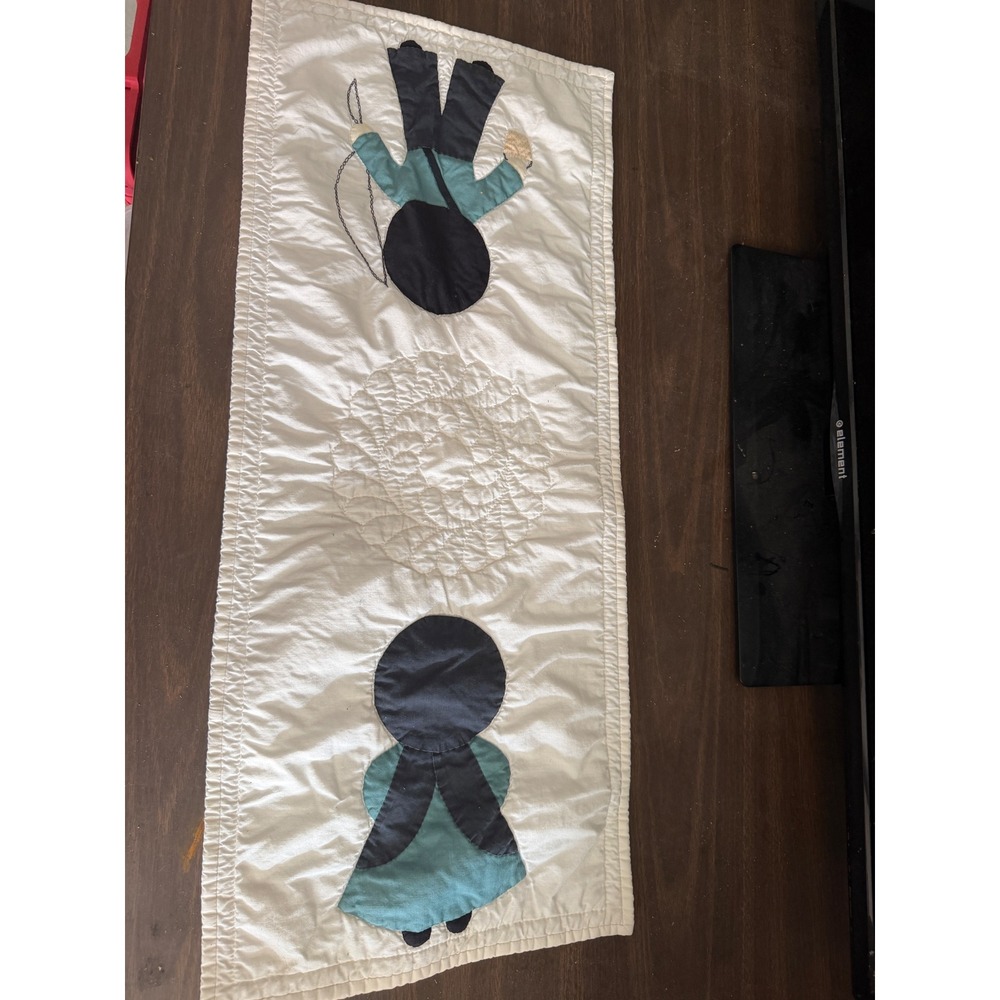 Vintage Sunbonnet Sue Fisherman Sam Quilted Table Runner Wall Hanging Applique‎